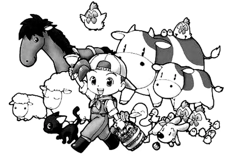 Harvest Moon Coloring in Pages 1