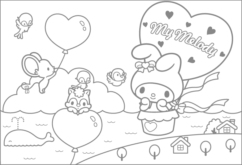 My Melody Coloring in Pages 1