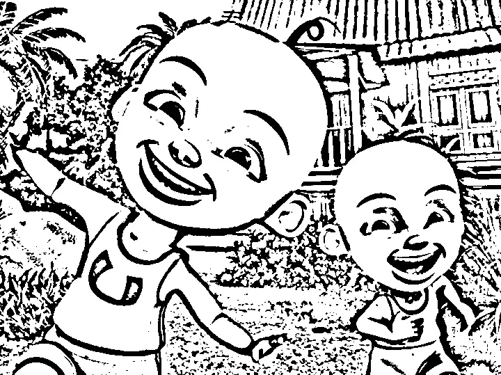 Upin Ipin Coloring in Pages 1